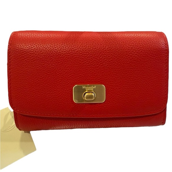 MONCRIEF London Larissa Red Leather Wallet London Designer NEW - Picture 1 of 7